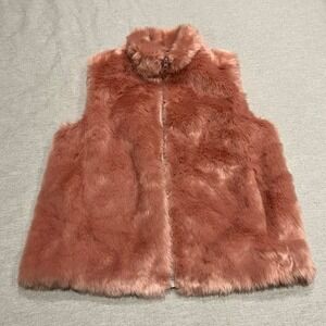 J. Crew Medium Faux Fur Vest Zip Up Pink Barbie Glam Blush Women's